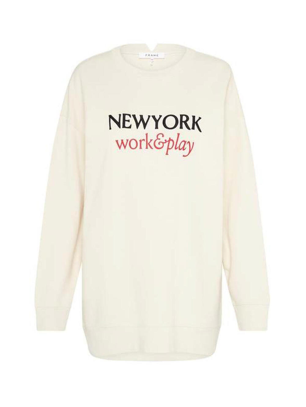 FRAME "New York, Work & Play" Oversized Sweatshirt White X-Small $208 Retail